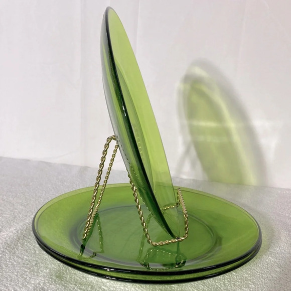 Vintage Duralex France Galaxie Lime Green Glass Dinner Plates X3 - Picture 4 of 14